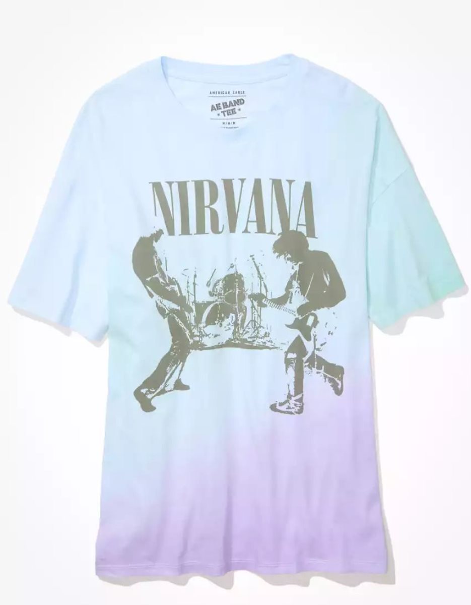 T Shirts American Eagle AE Oversized Nirvana Graphique Tie-Dye Tee Multicolore Femme | VSA-35474684